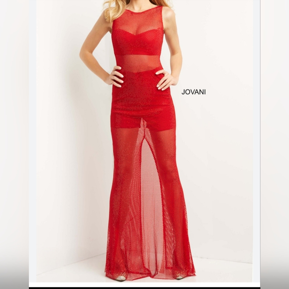 Jovani Red Mesh Gown